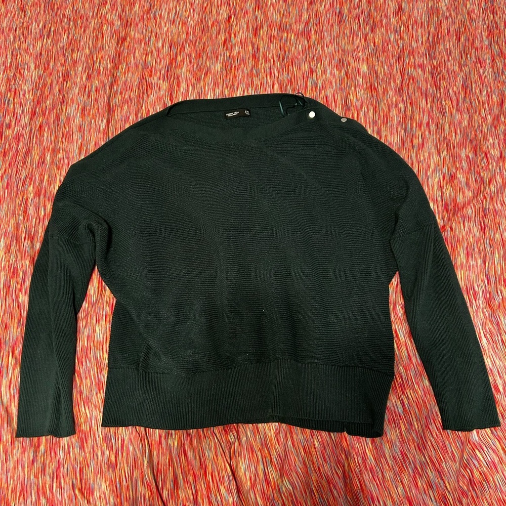 Simply Vera Vera Wang Dark Green Off-the-Shoulder Sweater